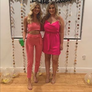 Pink two piece set on left!